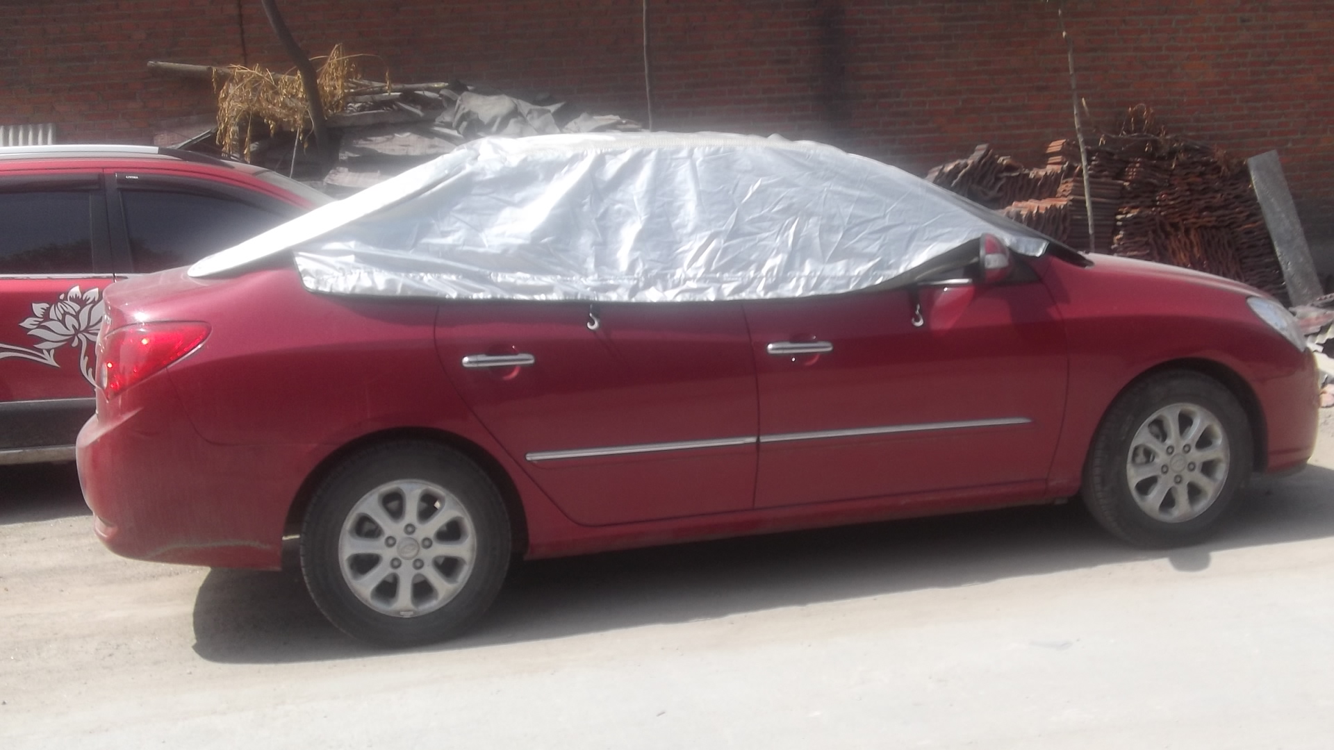 批發(fā)汽車車衣鋁膜 防曬隔熱遮陽(yáng)傘 夏季遮陽(yáng)罩清涼罩 尖頂半車罩_5