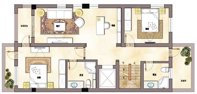 上海尚層別墅裝修君悅灣墅邊套二層設計改造方案_4