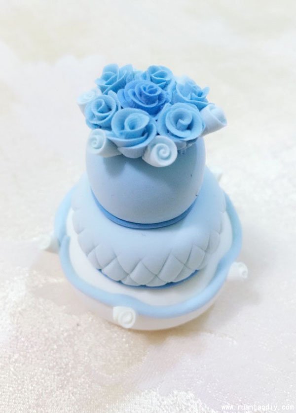 陶艺DIY创意店超轻粘土蓝色玫瑰小蛋糕（图）_1