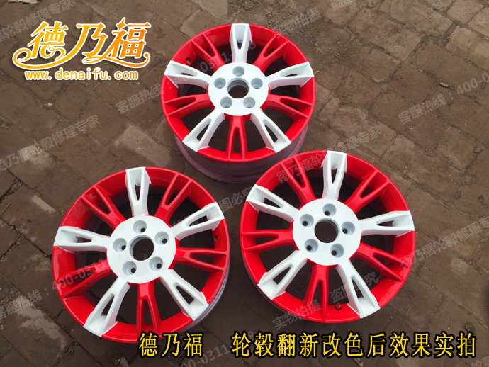 德乃福為江西南昌車主做輪轂改色，白色與紅色相間更顯高貴_4