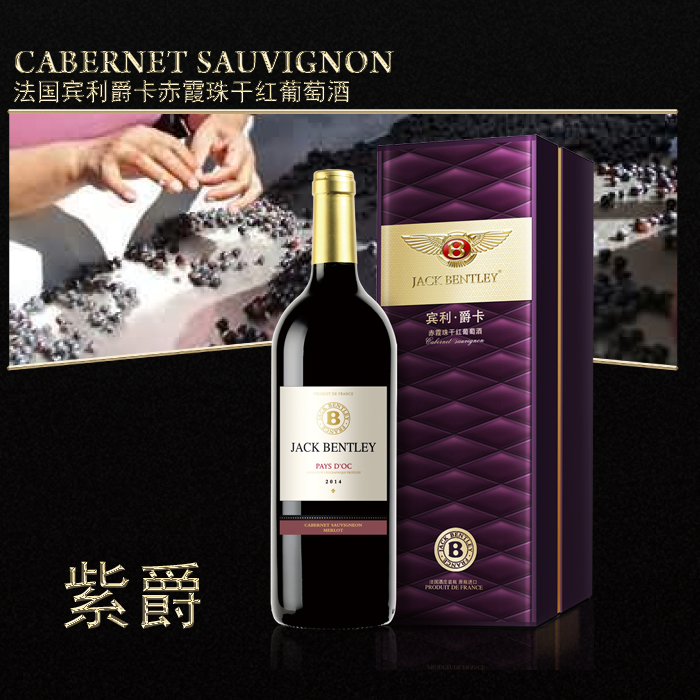 法國賓利酒莊 賓利爵卡 紫爵赤霞珠干紅葡萄酒_1