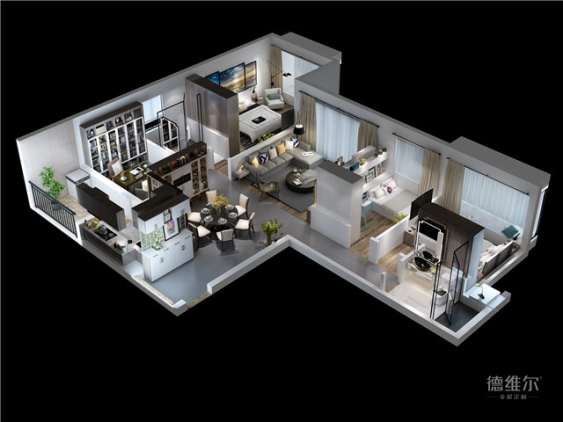 126㎡打造現(xiàn)代風(fēng)四居室戶型★德維爾商城（圖）_1