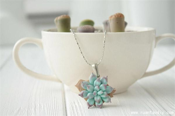 創(chuàng)意手工軟陶DIY捏制多肉植物首飾新款（圖）_1
