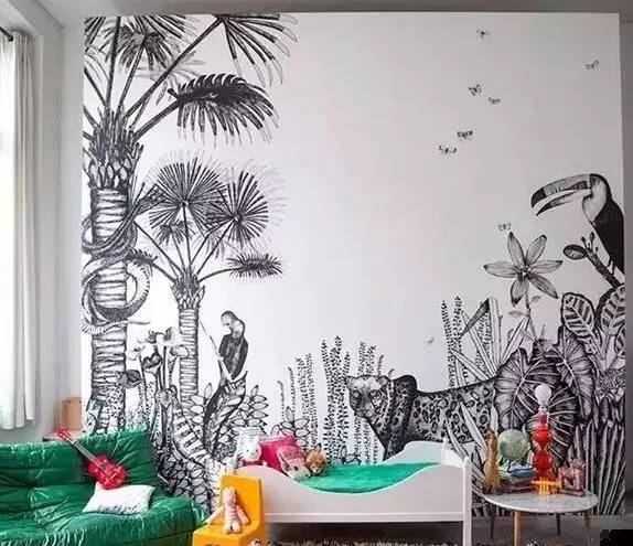 丑的墻體彩繪什么樣？神級(jí)彩繪能讓家變身奇幻森林（圖）_11