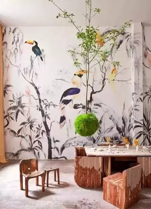 丑的墻體彩繪什么樣？神級(jí)彩繪能讓家變身奇幻森林（圖）_13