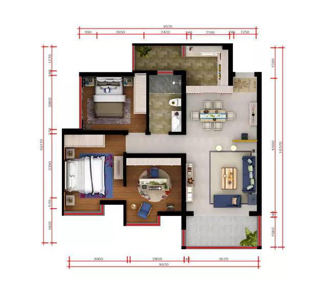 兩室兩廳怎么實(shí)現(xiàn)兩種風(fēng)格？德維爾衣柜商城（圖）_1