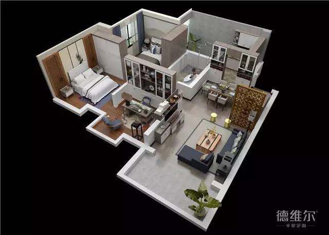 兩室兩廳怎么實(shí)現(xiàn)兩種風(fēng)格？德維爾衣柜商城（圖）_2