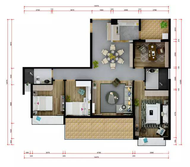 干貨 126㎡4室2廳裝修效果圖！德維爾衣柜商城（圖）_1