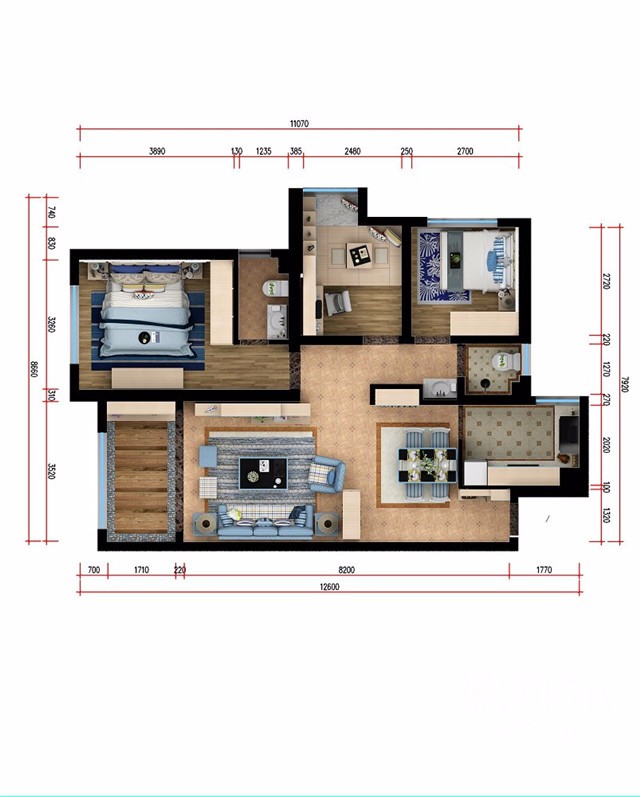 經(jīng)典地中海風(fēng)格三室兩廳 定制家具德維爾商城（圖）_1