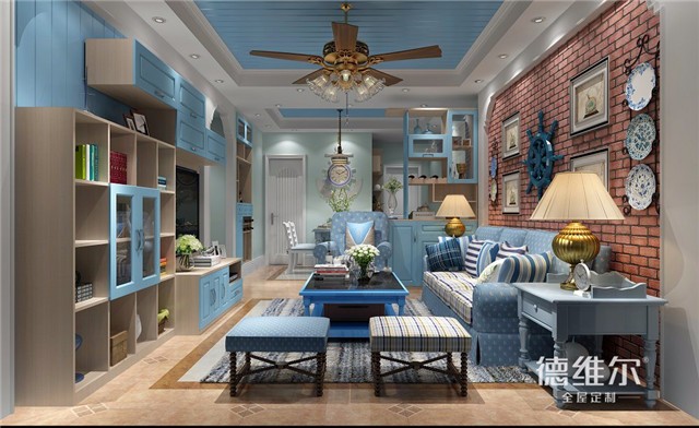 經(jīng)典地中海風(fēng)格三室兩廳 定制家具德維爾商城(圖)_3