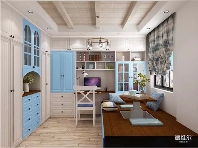 營造浪漫的地中海書房設計方法！德維爾商城定制家具（圖）_2