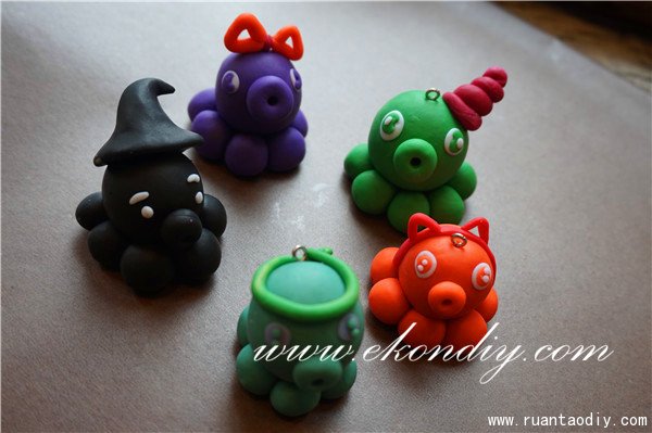 手工陶艺趣味DIY耳钉和可爱章鱼软陶新品上市（图）_4