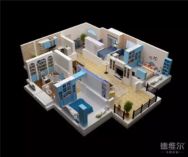 全屋定制德維爾商城:四房兩廳裝修案例(圖)_1