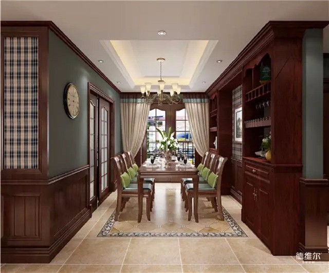 兩款深、淺色的簡歐風(fēng)餐廳裝修？德維爾商城定制家具（圖）_1