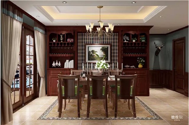 兩款深、淺色的簡歐風(fēng)餐廳裝修？德維爾商城定制家具（圖）_2