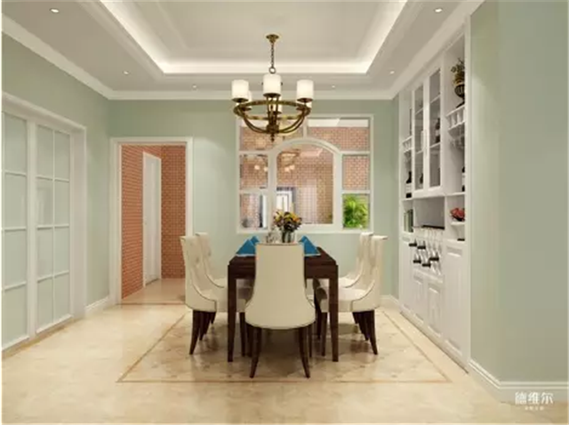 兩款深、淺色的簡歐風(fēng)餐廳裝修？德維爾商城定制家具（圖）_4