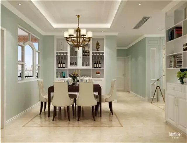 兩款深、淺色的簡歐風(fēng)餐廳裝修？德維爾商城定制家具（圖）_5