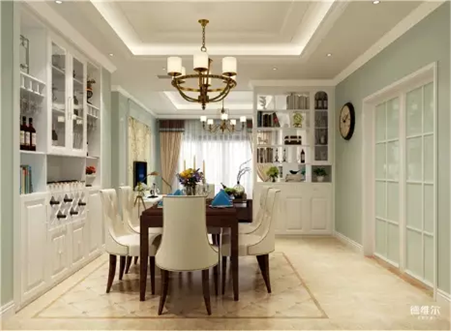 兩款深、淺色的簡歐風(fēng)餐廳裝修？德維爾商城定制家具（圖）_6