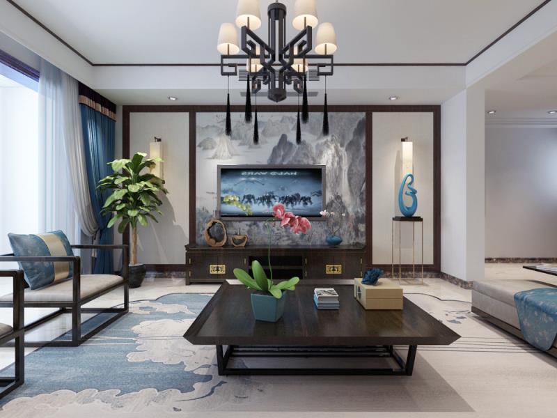 新中式風格-【東勝紫御府179平米】-粉墻黛瓦-石家莊實創(chuàng)裝飾（圖）_1