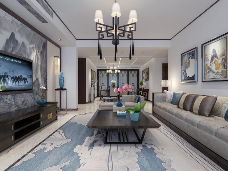 新中式風格-【東勝紫御府179平米】-粉墻黛瓦-石家莊實創(chuàng)裝飾（圖）_2