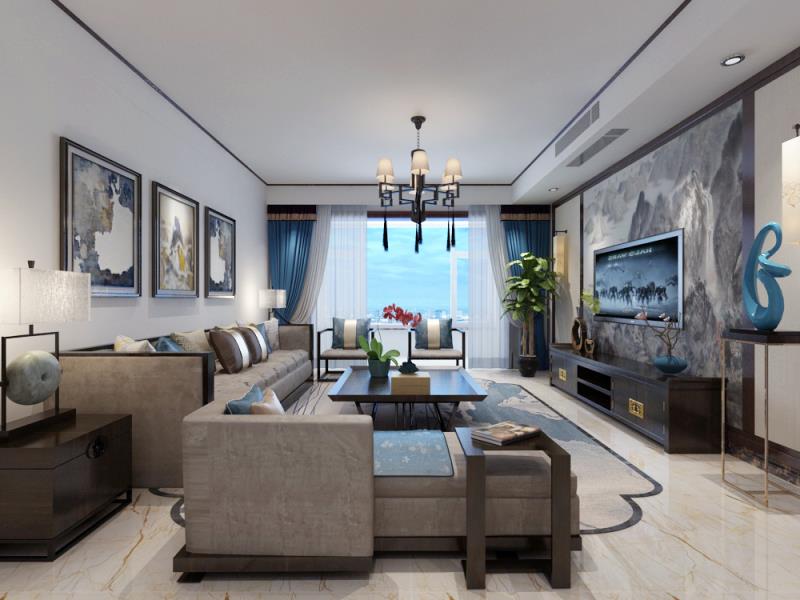 新中式風格-【東勝紫御府179平米】-粉墻黛瓦-石家莊實創(chuàng)裝飾（圖）_3