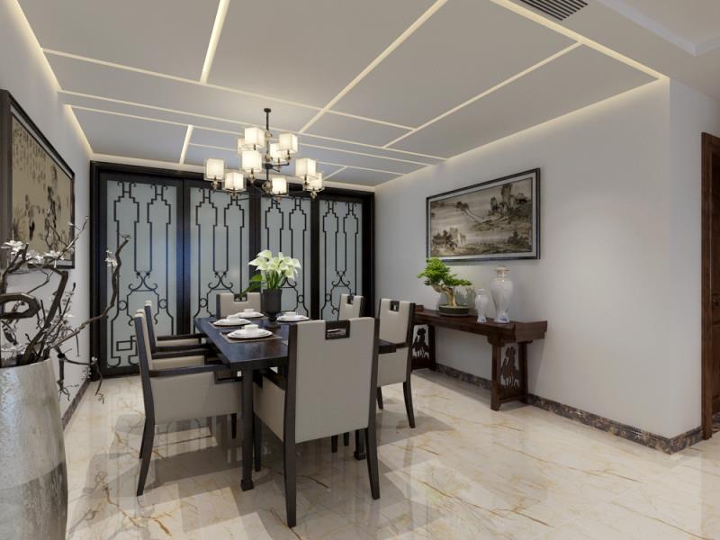 新中式風格-【東勝紫御府179平米】-粉墻黛瓦-石家莊實創(chuàng)裝飾（圖）_4