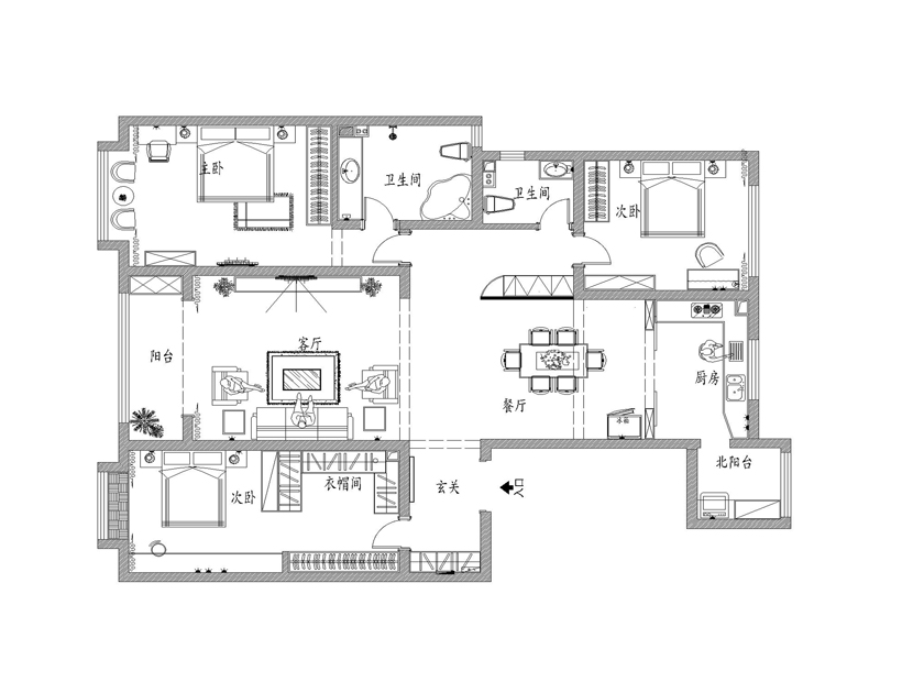 新中式風格-【東勝紫御府179平米】-粉墻黛瓦-石家莊實創(chuàng)裝飾（圖）_7