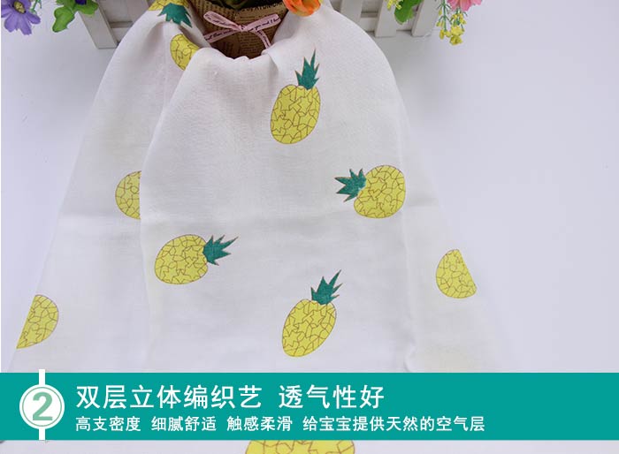 纯棉双层菠萝印花纱布，婴儿服装纱布面料批发_2