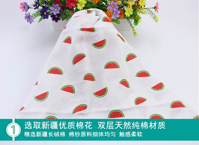 彩色西瓜印花母嬰紗布新款上市_1