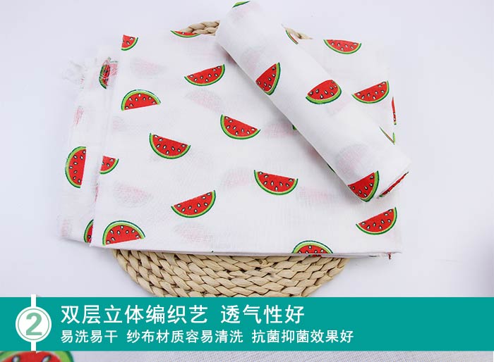 彩色西瓜印花母嬰紗布新款上市_2